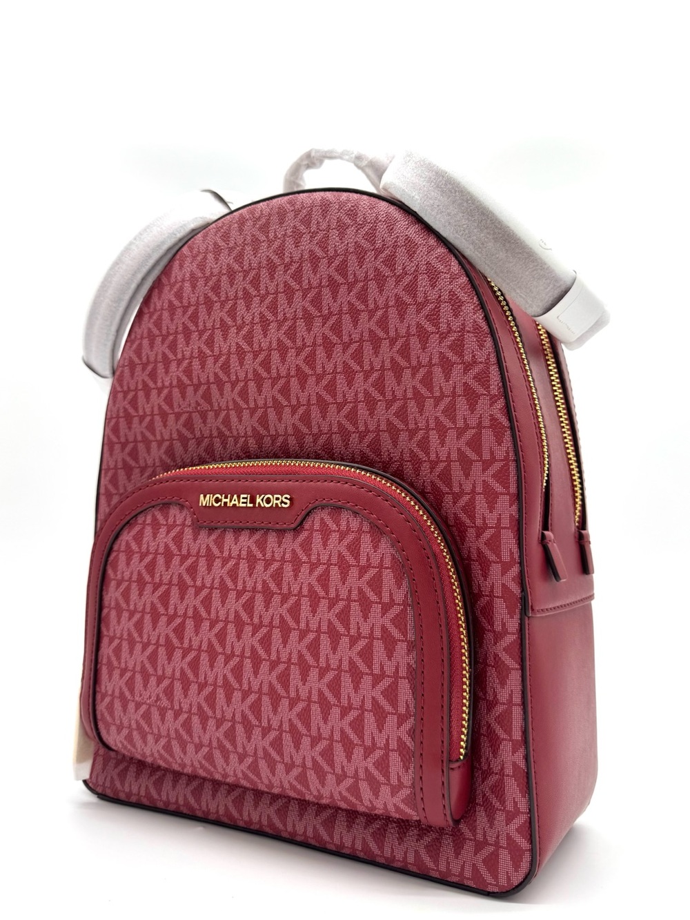 Michael Kors Jaycee Medium Signature Logo Backpack Cherry